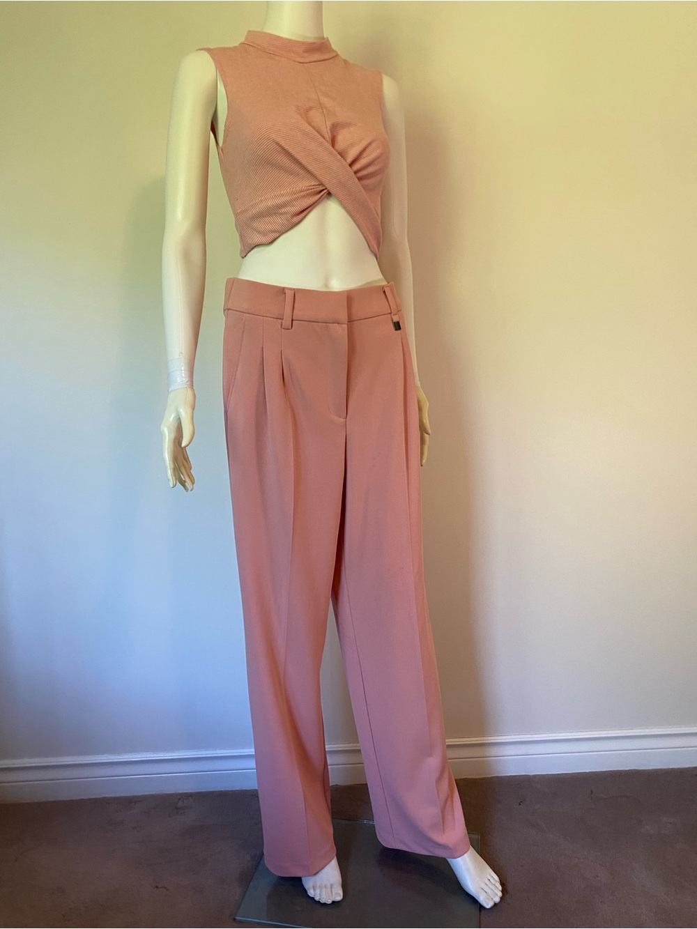 Dex Wide-Leg Trousers in Dusty Rose